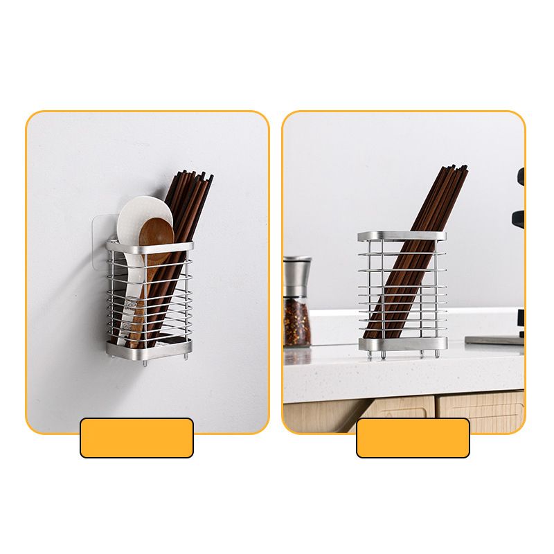 Utensil Holder Drying Rack Stainless Steel Draining Basket Wall Mount No Drilling for Kitchen Chopsticks Large Original Color