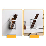 Utensil Holder Drying Rack Stainless Steel Draining Basket Wall Mount No Drilling for Kitchen Chopsticks Large Original Color - Top-Down View