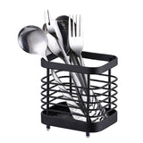 Utensil Holder Drying Rack Stainless Steel Draining Basket Wall Mount No Drilling for Kitchen Chopsticks Small Black