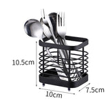 Utensil Holder Drying Rack Stainless Steel Draining Basket Wall Mount No Drilling for Kitchen Chopsticks Small Black