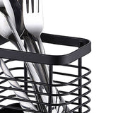 Utensil Holder Drying Rack Stainless Steel Draining Basket Wall Mount No Drilling for Kitchen Chopsticks Small Black