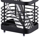 Utensil Holder Drying Rack Stainless Steel Draining Basket Wall Mount No Drilling for Kitchen Chopsticks Small Black