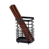 Utensil Holder Drying Rack Stainless Steel Draining Basket Wall Mount No Drilling for Kitchen Chopsticks Large Black