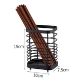 Utensil Holder Drying Rack Stainless Steel Draining Basket Wall Mount No Drilling for Kitchen Chopsticks Large Black - Front View