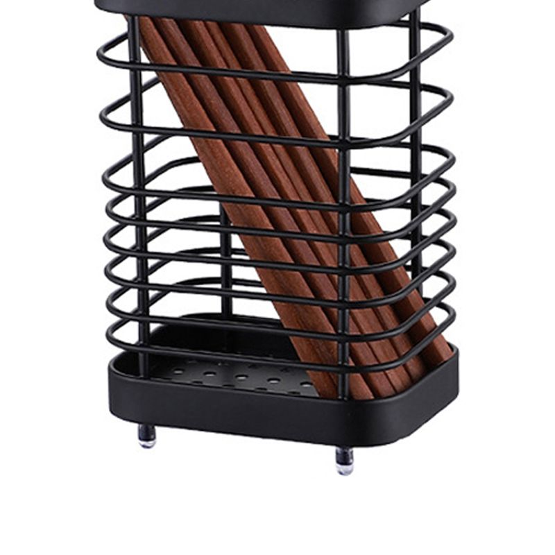 Utensil Holder Drying Rack Stainless Steel Draining Basket Wall Mount No Drilling for Kitchen Chopsticks Large Black