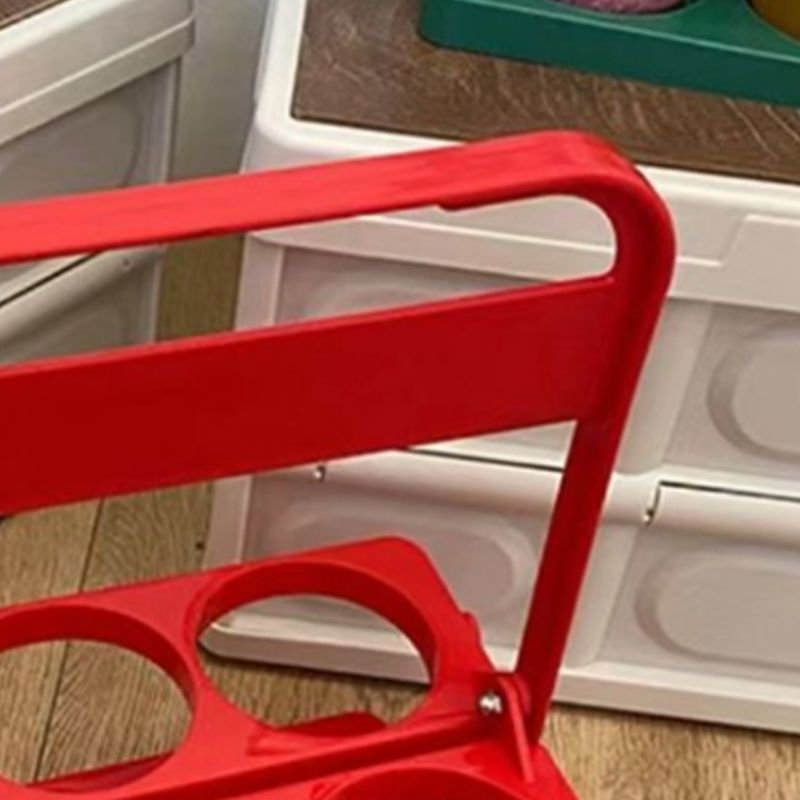 Portable Beer Bottle Rack Pure Color Foldable Beverage Storage Rack Picnic Beer Handle Basket Red