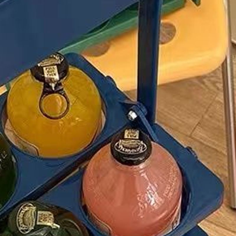 Portable Beer Bottle Rack Pure Color Foldable Beverage Storage Rack Picnic Beer Handle Basket Blue
