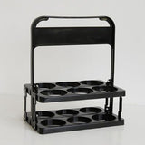 Portable Beer Bottle Rack Pure Color Foldable Beverage Storage Rack Picnic Beer Handle Basket Black