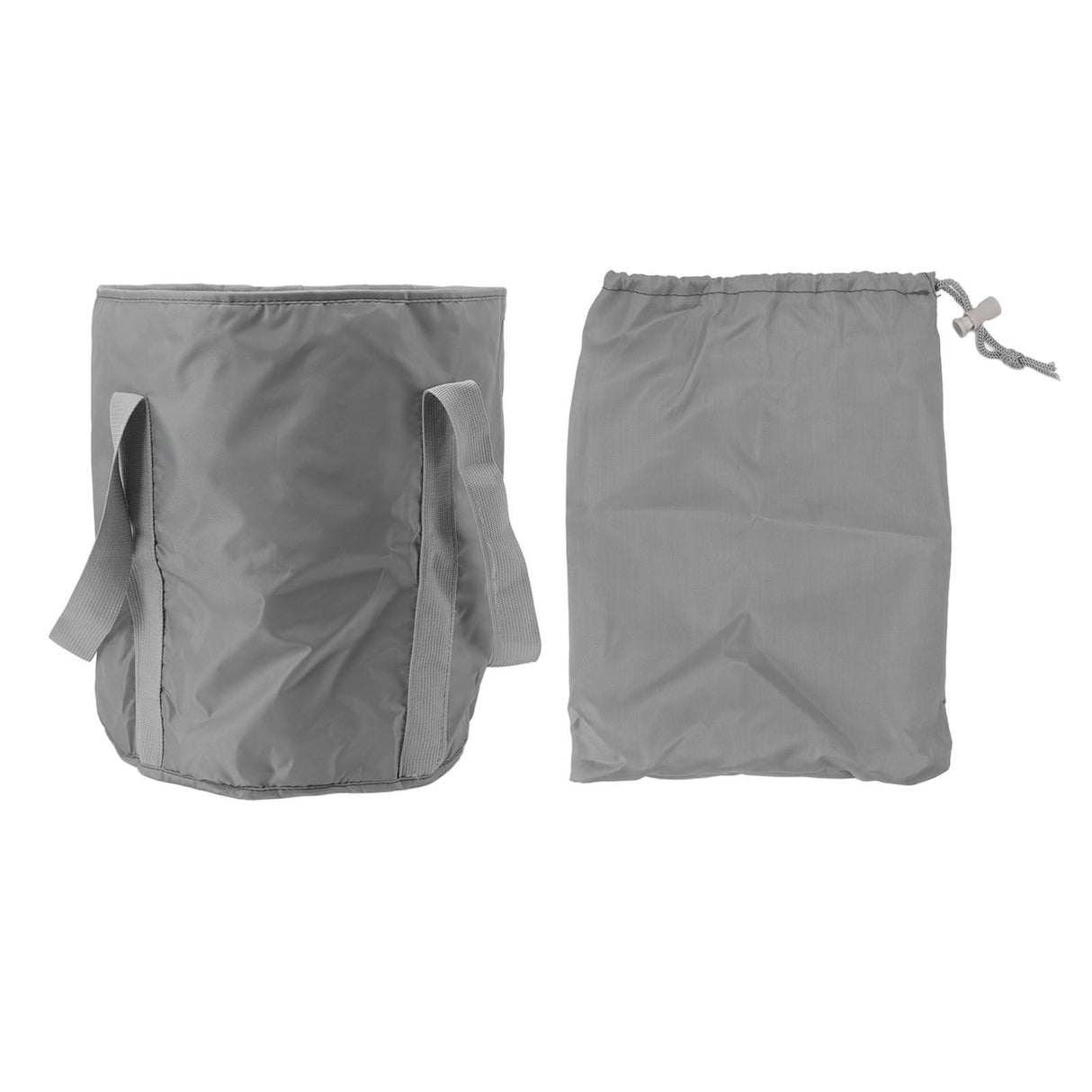 Foldable Foot Tub Polyester Double Layer Collapsible Camping Bucket with Storage Bag for Outdoor Grey