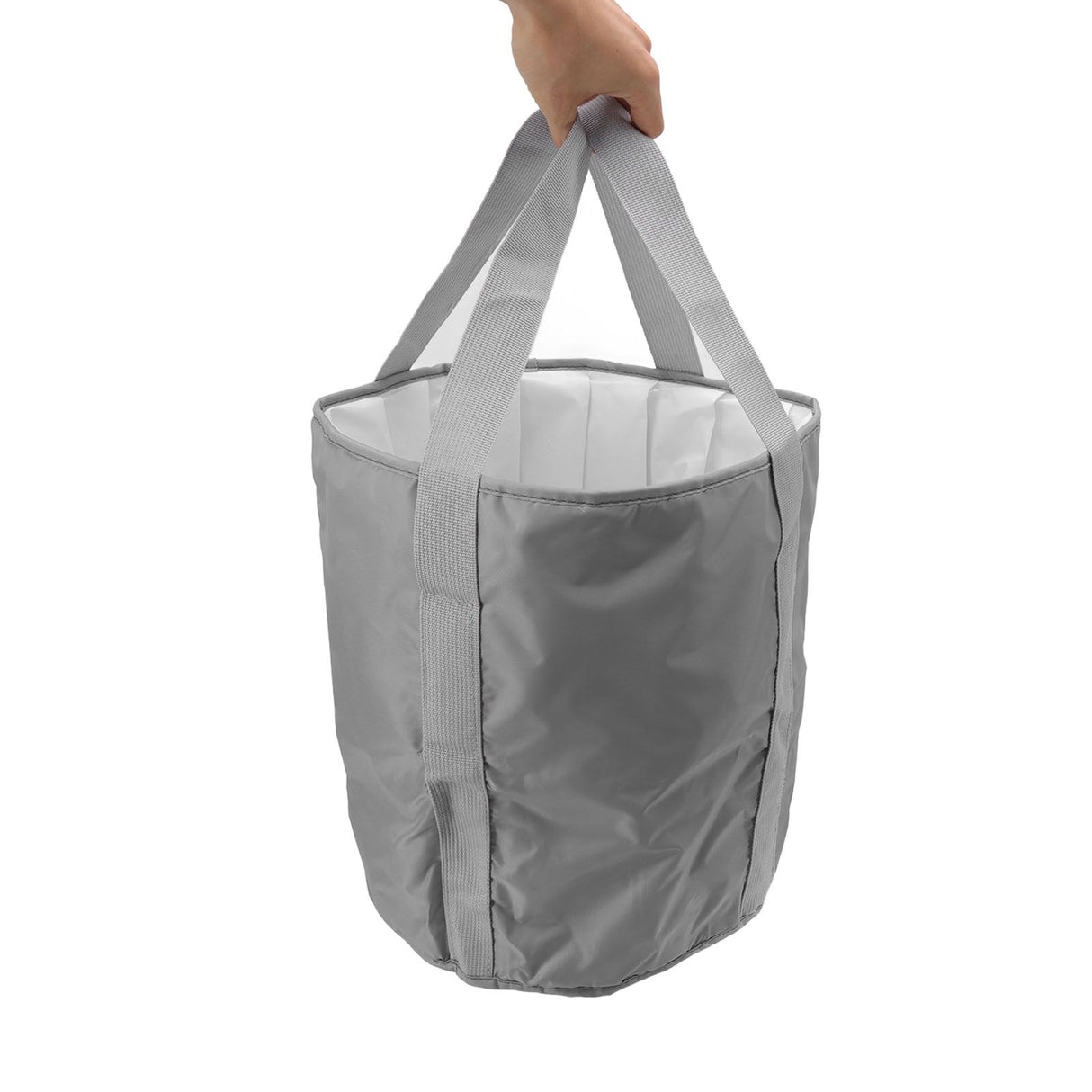 Foldable Foot Tub Polyester Double Layer Collapsible Camping Bucket with Storage Bag for Outdoor Grey