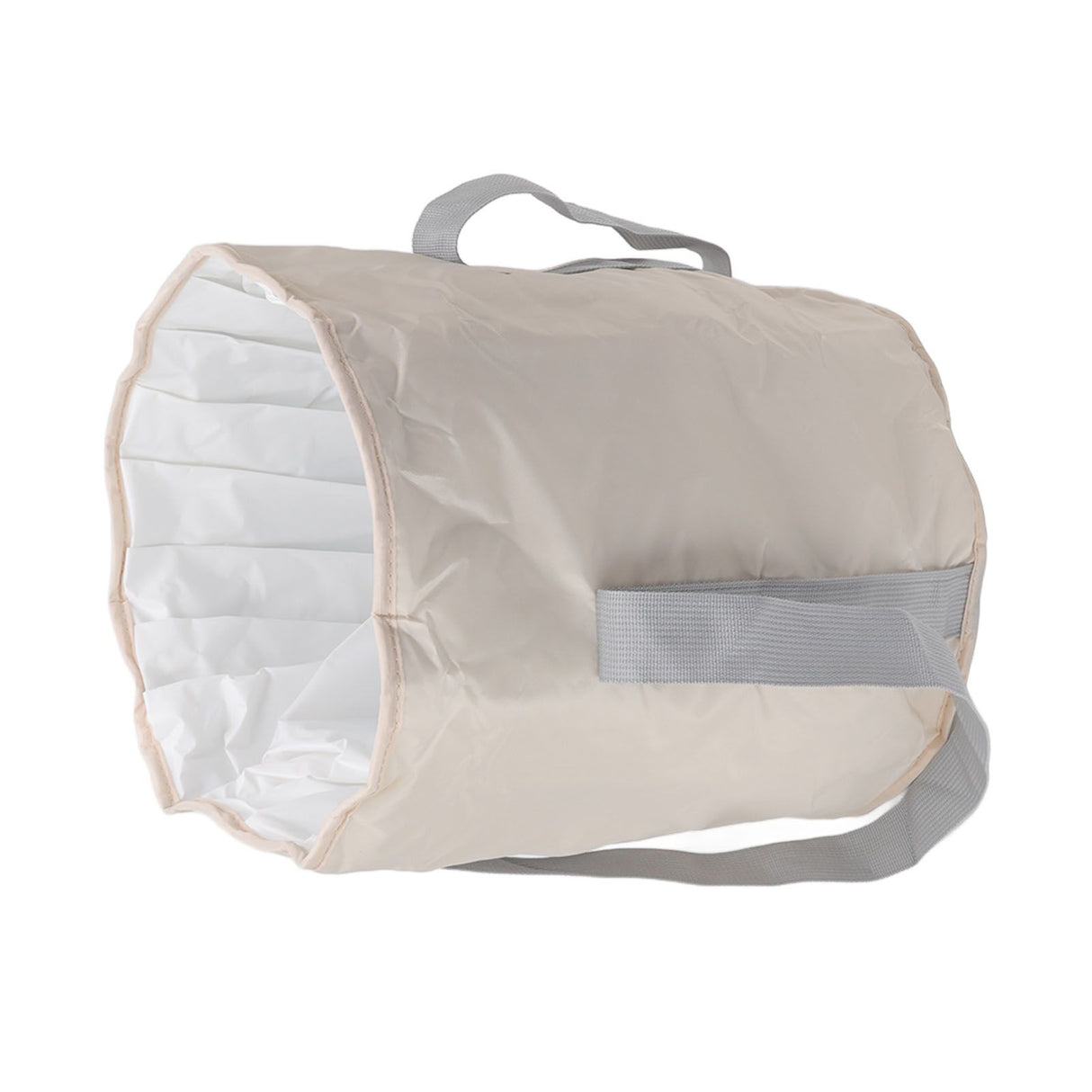 Foldable Foot Tub Polyester Double Layer Collapsible Camping Bucket with Storage Bag for Outdoor Beige