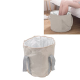 Foldable Foot Tub Polyester Double Layer Collapsible Camping Bucket with Storage Bag for Outdoor Beige