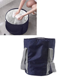 Foldable Foot Tub Polyester Double Layer Collapsible Camping Bucket with Storage Bag for Outdoor Navy Blue