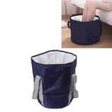 Foldable Foot Tub Polyester Double Layer Collapsible Camping Bucket with Storage Bag for Outdoor Navy Blue