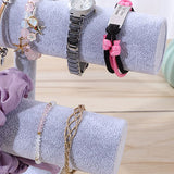 Jewelry Display Stand Simple Fashionable Bracelet Scrunchies Holder for Home Jewelry Store Showcase Grey Double Row - Front View