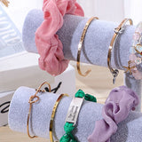 Jewelry Display Stand Simple Fashionable Bracelet Scrunchies Holder for Home Jewelry Store Showcase Grey Double Row