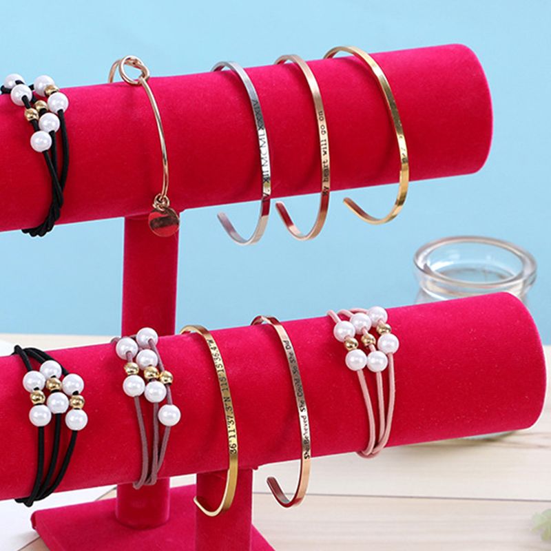 Jewelry Display Stand Simple Fashionable Bracelet Scrunchies Holder for Home Jewelry Store Showcase Rose Red Double Row