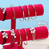 Jewelry Display Stand Simple Fashionable Bracelet Scrunchies Holder for Home Jewelry Store Showcase Rose Red Double Row