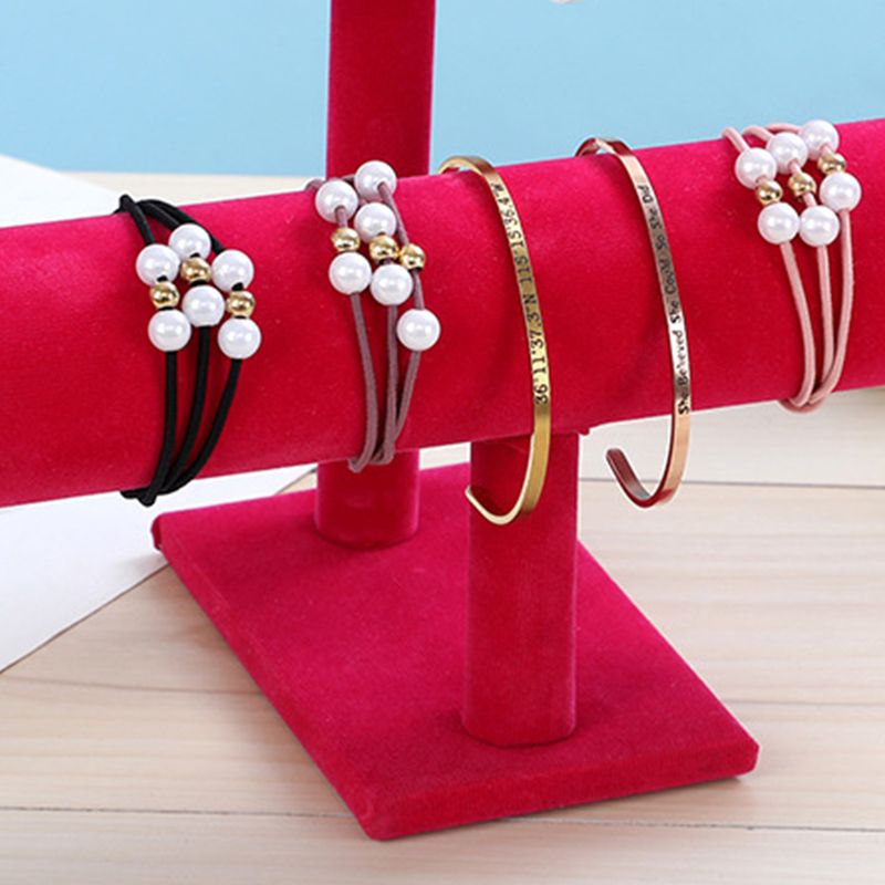 Jewelry Display Stand Simple Fashionable Bracelet Scrunchies Holder for Home Jewelry Store Showcase Rose Red Double Row