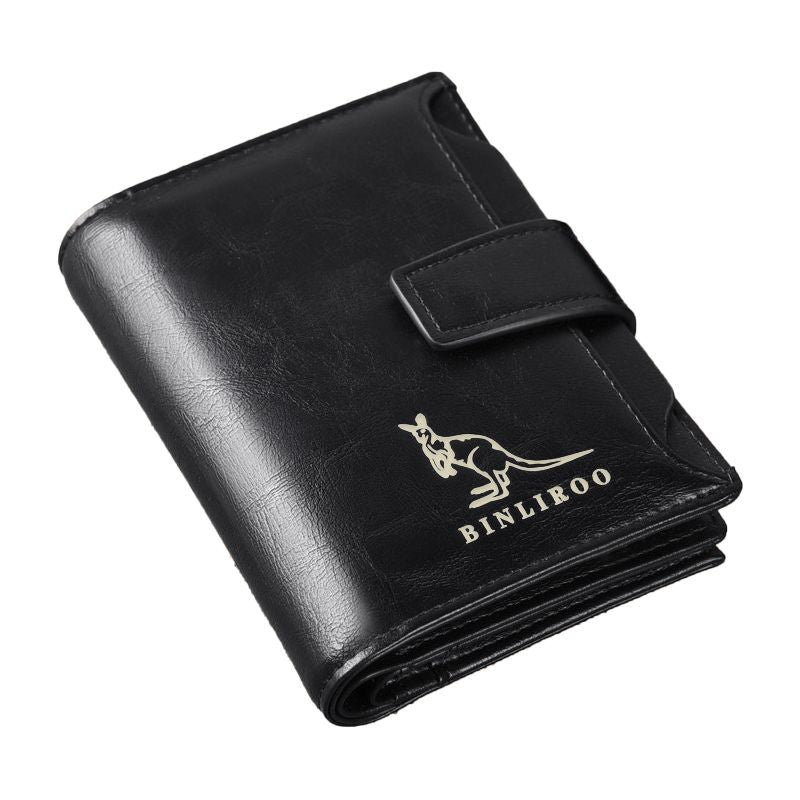 PU Leather Men Wallet Zipper No Degaussing Multi Screens Vertical Vintage Male Wallet for Travelling Working Black