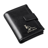PU Leather Men Wallet Zipper No Degaussing Multi Screens Vertical Vintage Male Wallet for Travelling Working Black