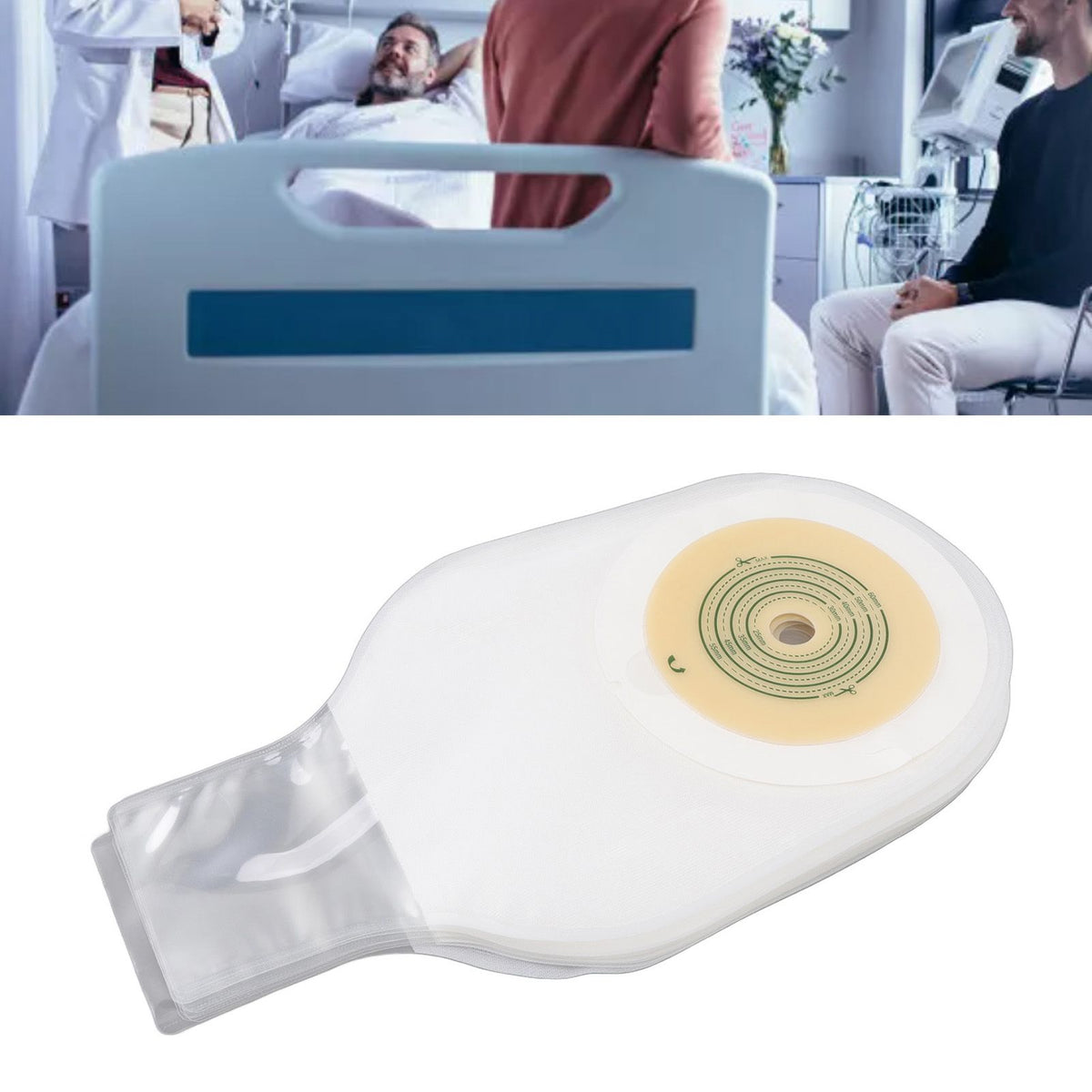 10pcs Colostomy Bags Double Layer Glue One Piece Molding Drainable Pouches for Ostomy Ileostomy Stoma Care 25mm to 60mm