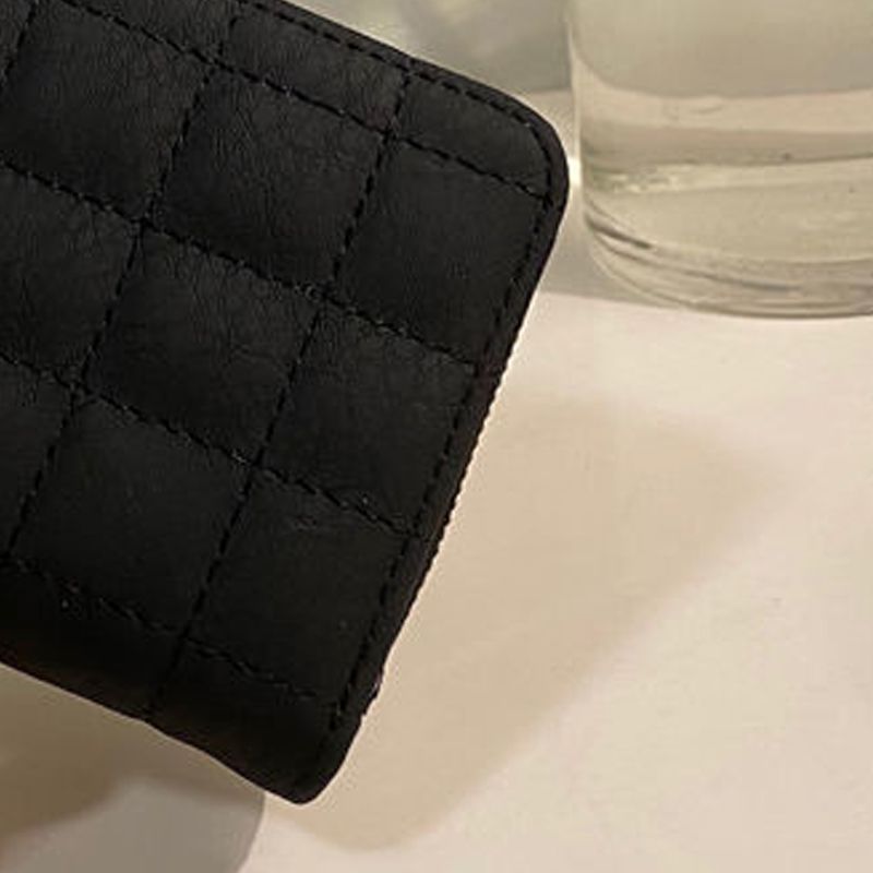 Wallet PU Leather Large Capacity 2 Fold 8 Card Slot Zipper Design for Keys Coins Black