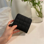 Wallet PU Leather Large Capacity 2 Fold 8 Card Slot Zipper Design for Keys Coins Black