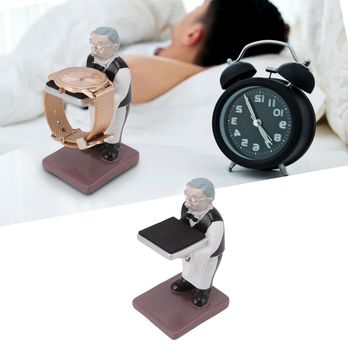Watch Display Stand Resin Cute Figure Model Modern Multifunctional Watch Holder Rack for Jewelry Necklace Bracelet Old Housekeeper S