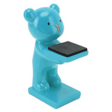Bear Watch Stand Handcrafted Three Dimensional Modern Style Resin Watch Display Stand for Home Office Blue