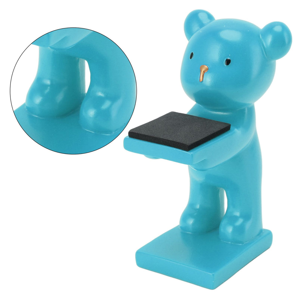 Bear Watch Stand Handcrafted Three Dimensional Modern Style Resin Watch Display Stand for Home Office Blue