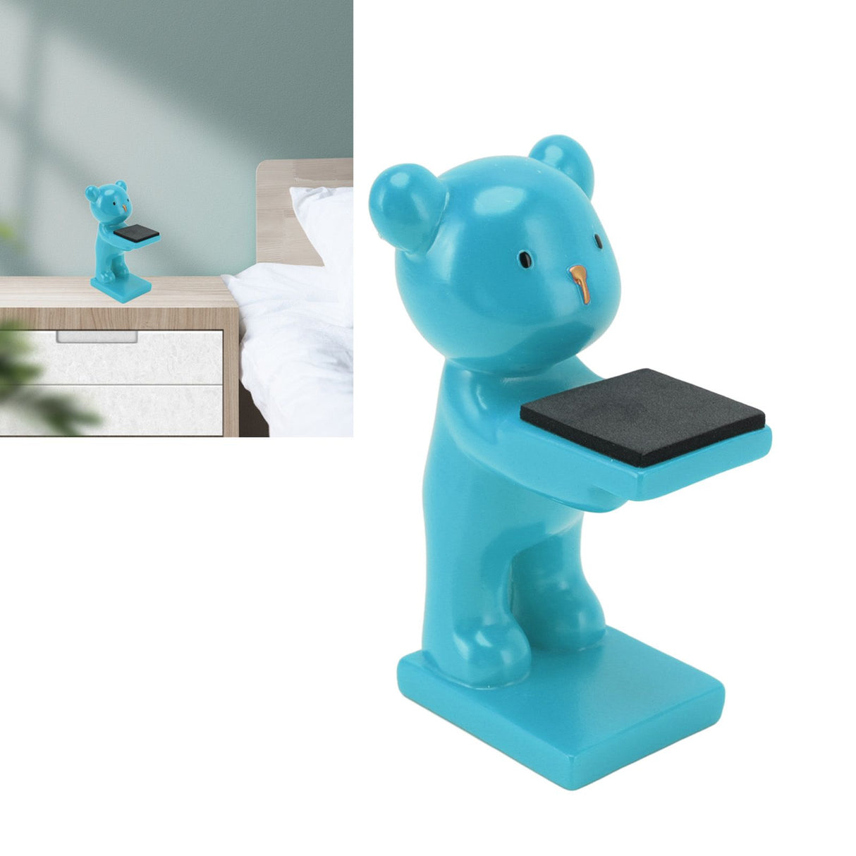 Bear Watch Stand Handcrafted Three Dimensional Modern Style Resin Watch Display Stand for Home Office Blue