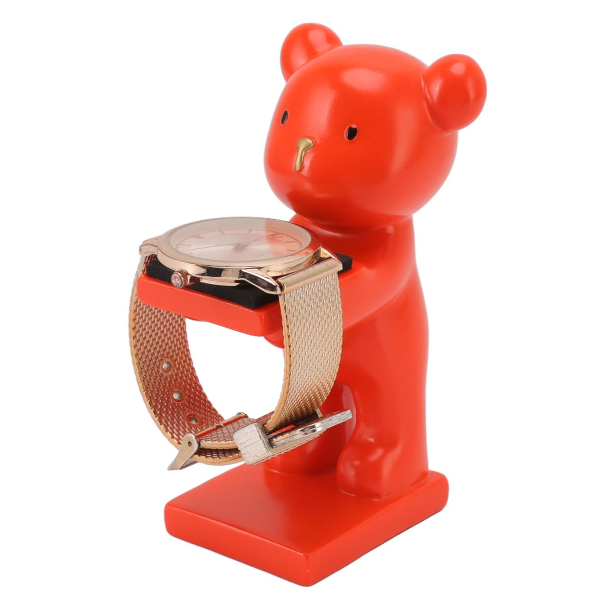 Bear Watch Stand Handcrafted Three Dimensional Modern Style Resin Watch Display Stand for Home Office Orange
