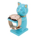 Watch Display Stand Cat Figurine Resin Watch Holder Decoration Storage Rack for Jewelry Bracelet Necklace Blue