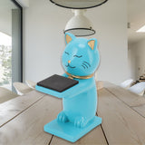 Watch Display Stand Cat Figurine Resin Watch Holder Decoration Storage Rack for Jewelry Bracelet Necklace Blue