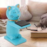 Watch Display Stand Cat Figurine Resin Watch Holder Decoration Storage Rack for Jewelry Bracelet Necklace Blue
