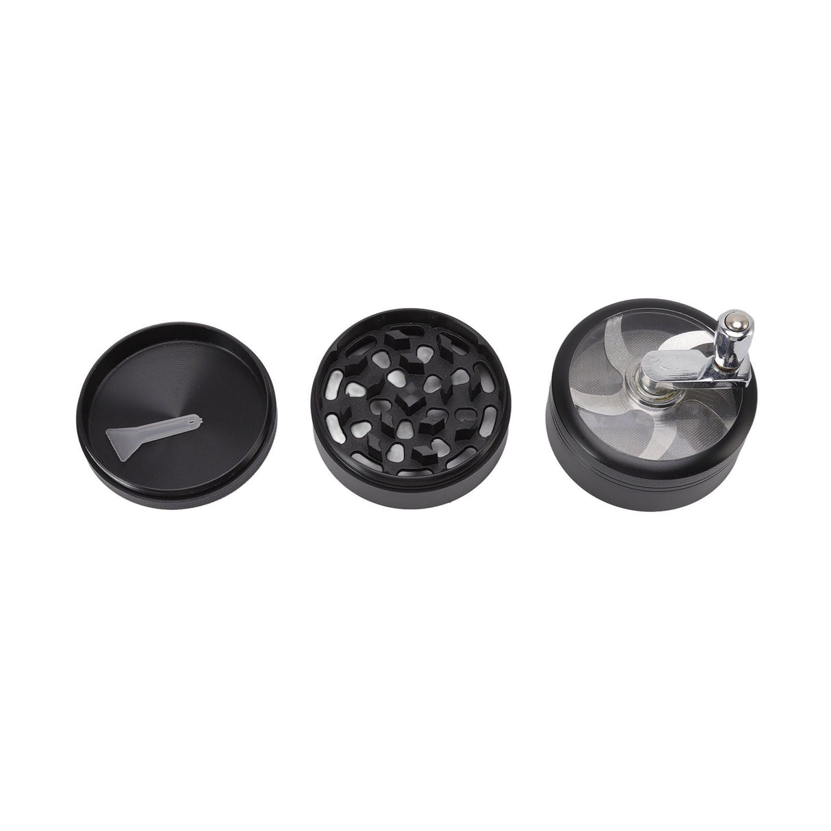 4 Layers Hand Crank Spices Grinder Zinc Alloy 60mm Manual Spice Grinder with Filter