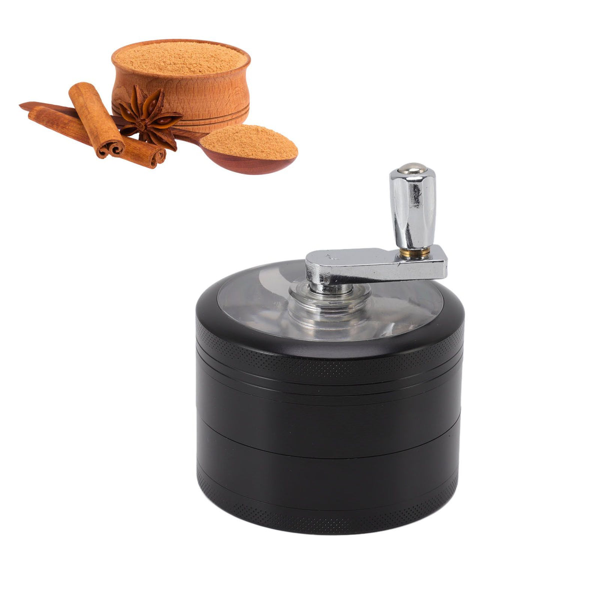 4 Layers Hand Crank Spices Grinder Zinc Alloy 60mm Manual Spice Grinder with Filter
