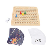 Math Multiplication Board Children Montessori Counting Educational Toys Wooden Multiplication Table Board Game - Close-Up Angle