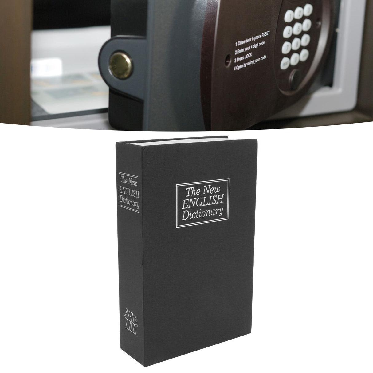 Book Safe Simulation Book Safe Box Portable Money Storing Box with Lock Key for Birthday Gift Black