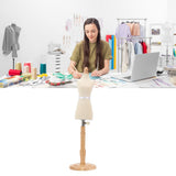 Female Dress Form Professional Beech Wood Durable Sewing Dress Form with Wooden Base for Clothing Dress Display
