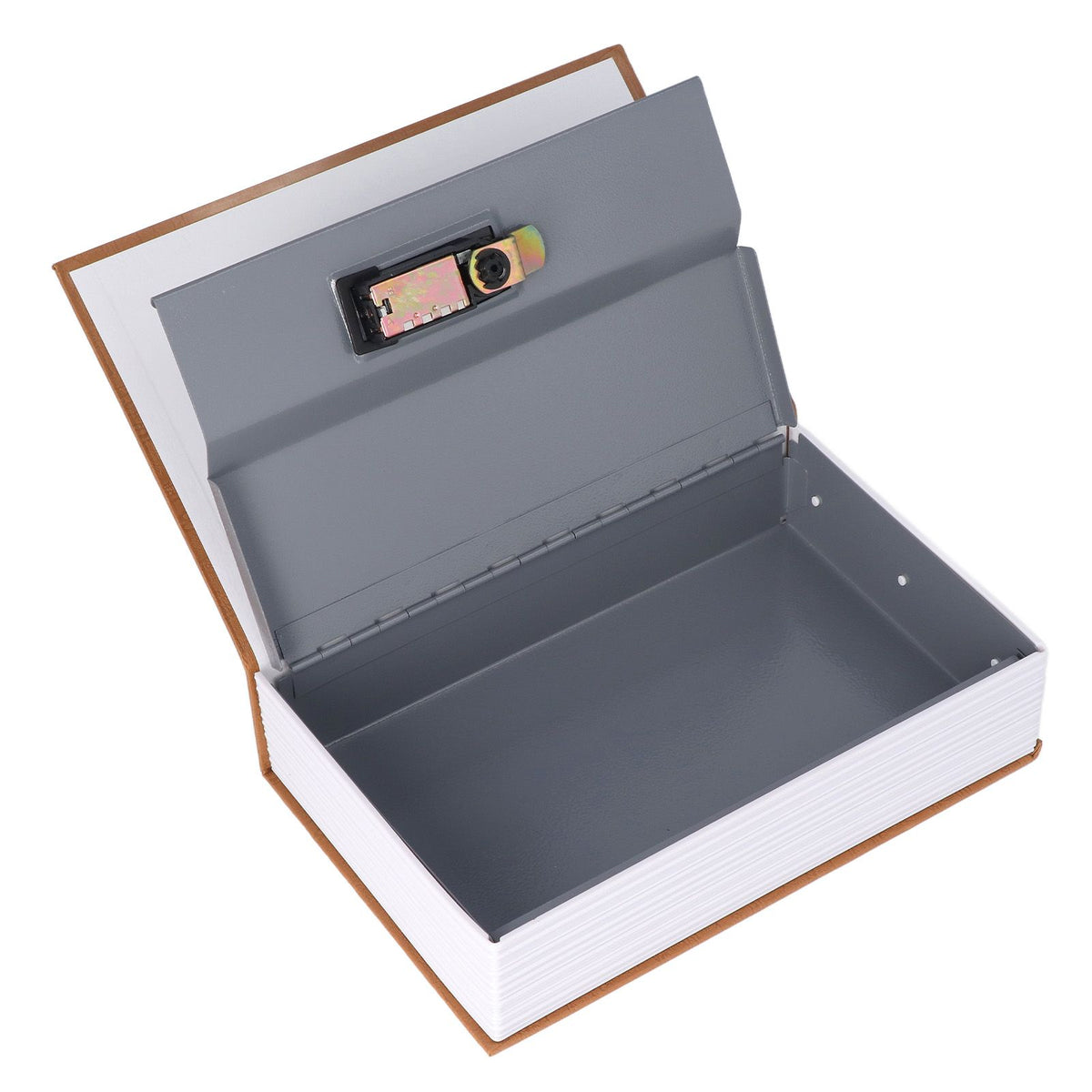 Book Safe Case Simulation Portable Safe Storage Box with Combination Lock for Bank Cards Jewelry Money Brown