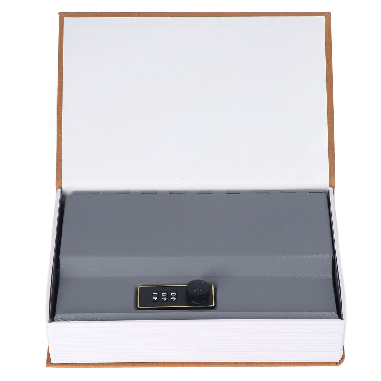 Book Safe Case Simulation Portable Safe Storage Box with Combination Lock for Bank Cards Jewelry Money Brown