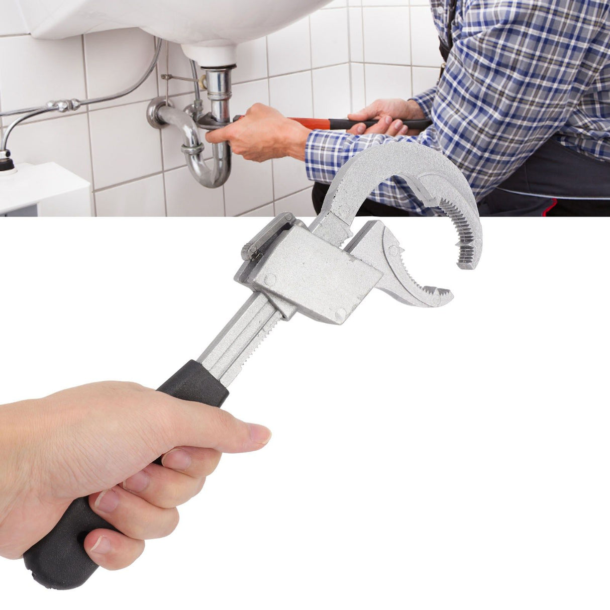 Universal Adjustable Wrench Multifunctional Aluminum Alloy Bathroom Wrench Repair Tool for Sink