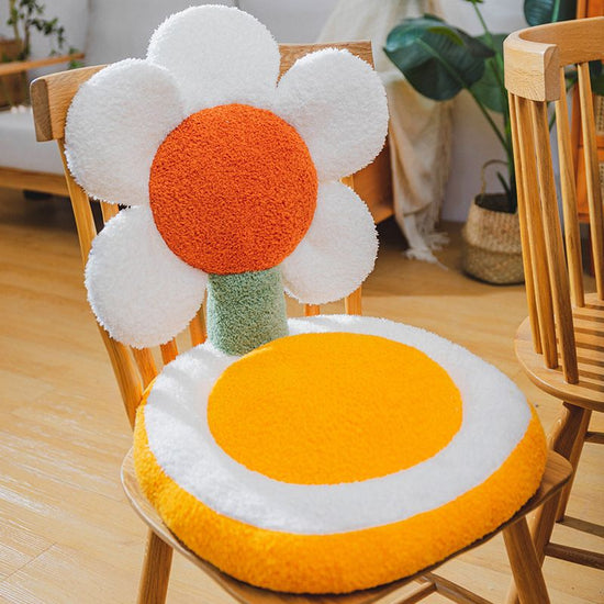 Chair Cushion Office Seats Backrest Cushion Cartoon Shape Seats Cushion Home Decoration Sun Flower White Red Core 40x40x35cm/15.7x15.7x13.8in