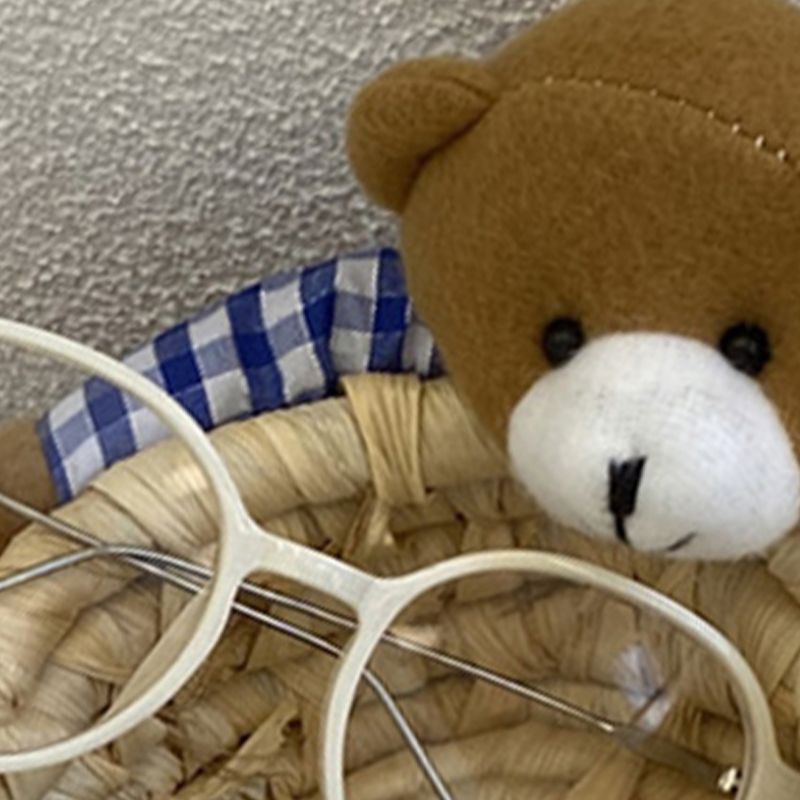 Cute Cartoon Bear Storage Basket Straw Storage Basket for Desktop Office Bedroom M