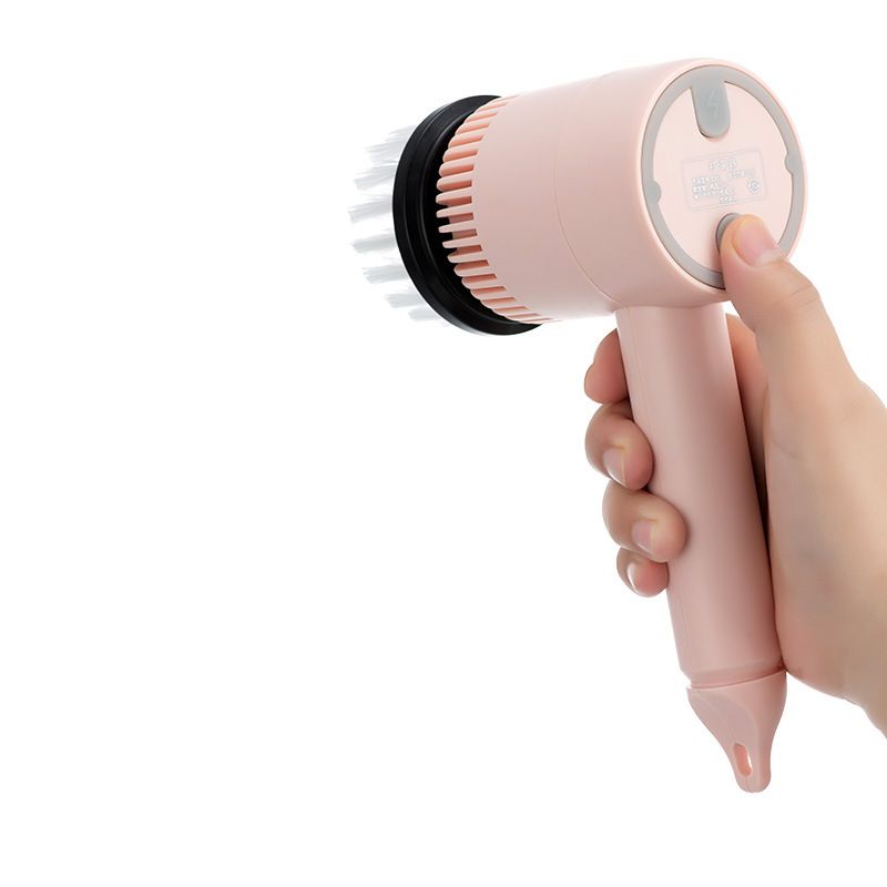3 Gears Electric Cleaning Brush Cordless Multifunction Plastic with Extended Handle Electric Brush Cleaning Tool for Kitchen Pink 800mah