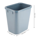 8L Rectangle Waste Bin Thicken Plastic Open Top Trash Can for Kitchen Bathroom Hotel Office Grey