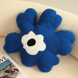 Hugging Pillow Flower Shaped Sponge Filling Soft Thick Decorative Throw Pillow for Sofa Blue