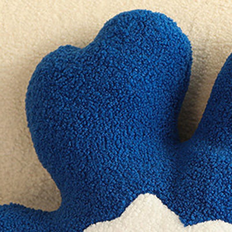Hugging Pillow Flower Shaped Sponge Filling Soft Thick Decorative Throw Pillow for Sofa Blue
